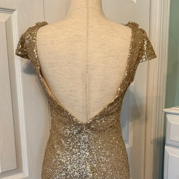 SORELLA VITA Gold Sequin Cap-Sleeve Maxi Gown Sz 10 - Picture 10 of 10